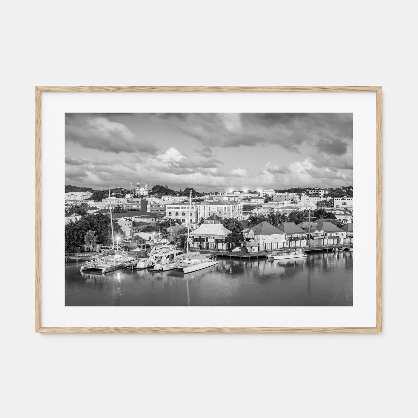 Antigua and Barbuda Landscape B&W Poster