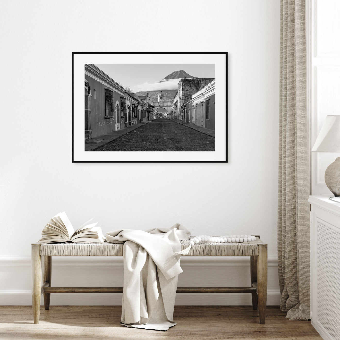 Antigua Guatemala Landscape B&W Poster