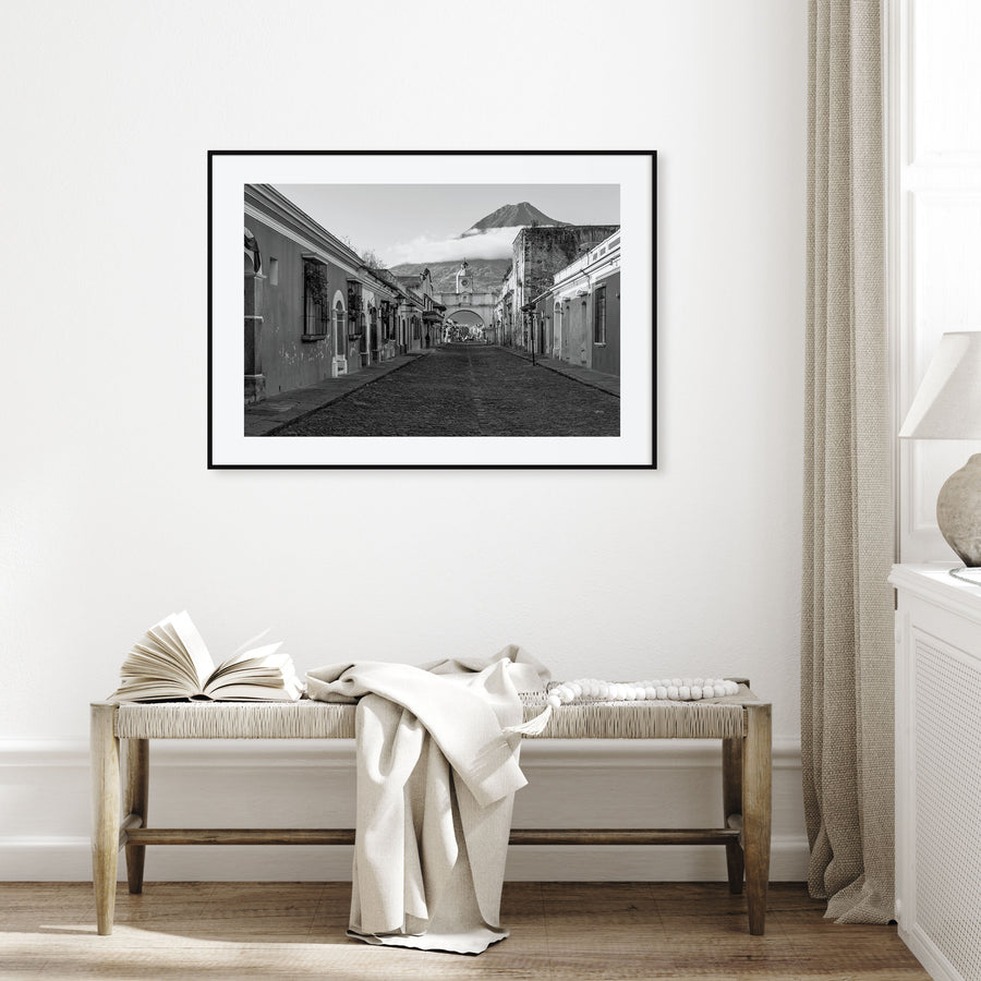 Antigua Guatemala Landscape B&W Poster