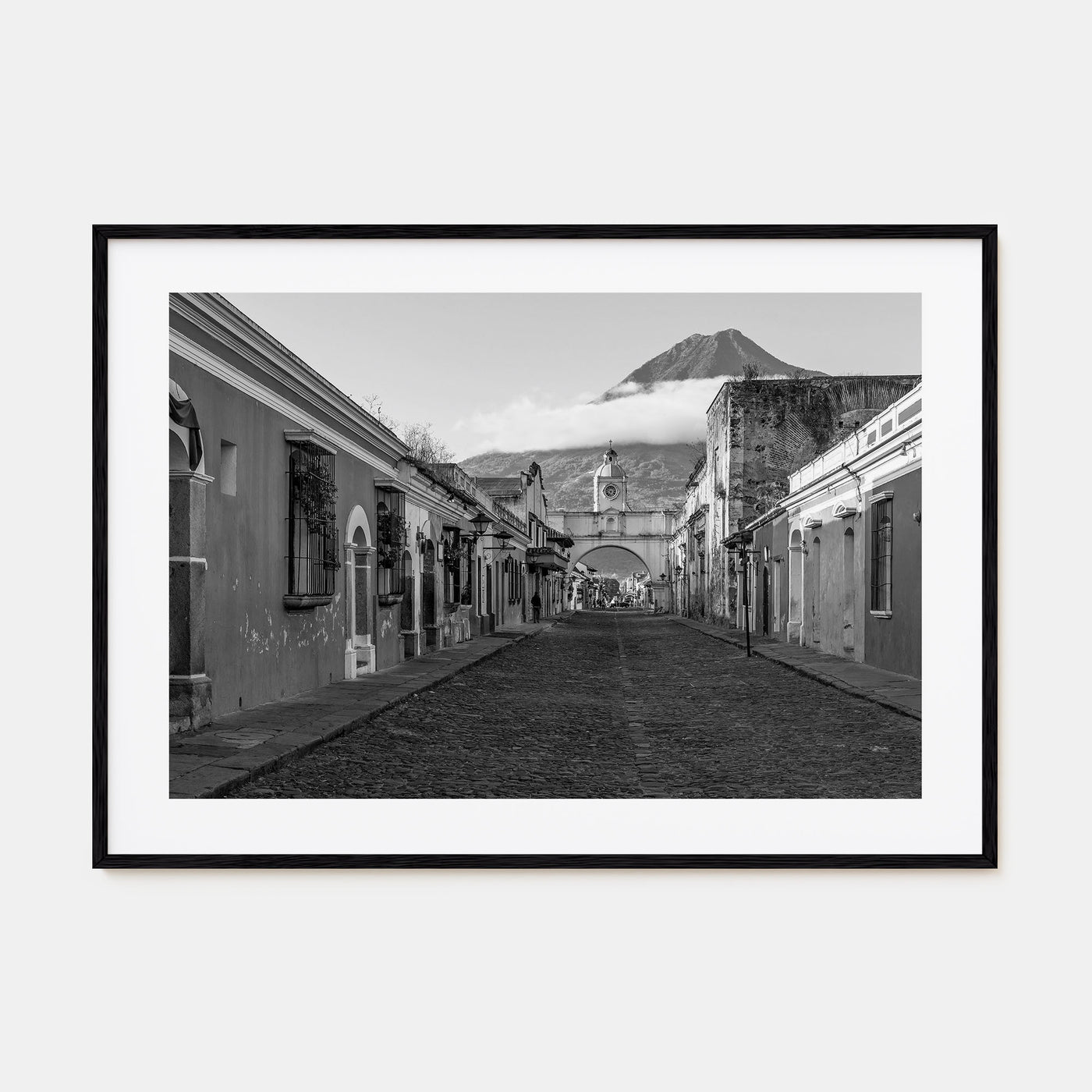 Antigua Guatemala Landscape B&W Poster