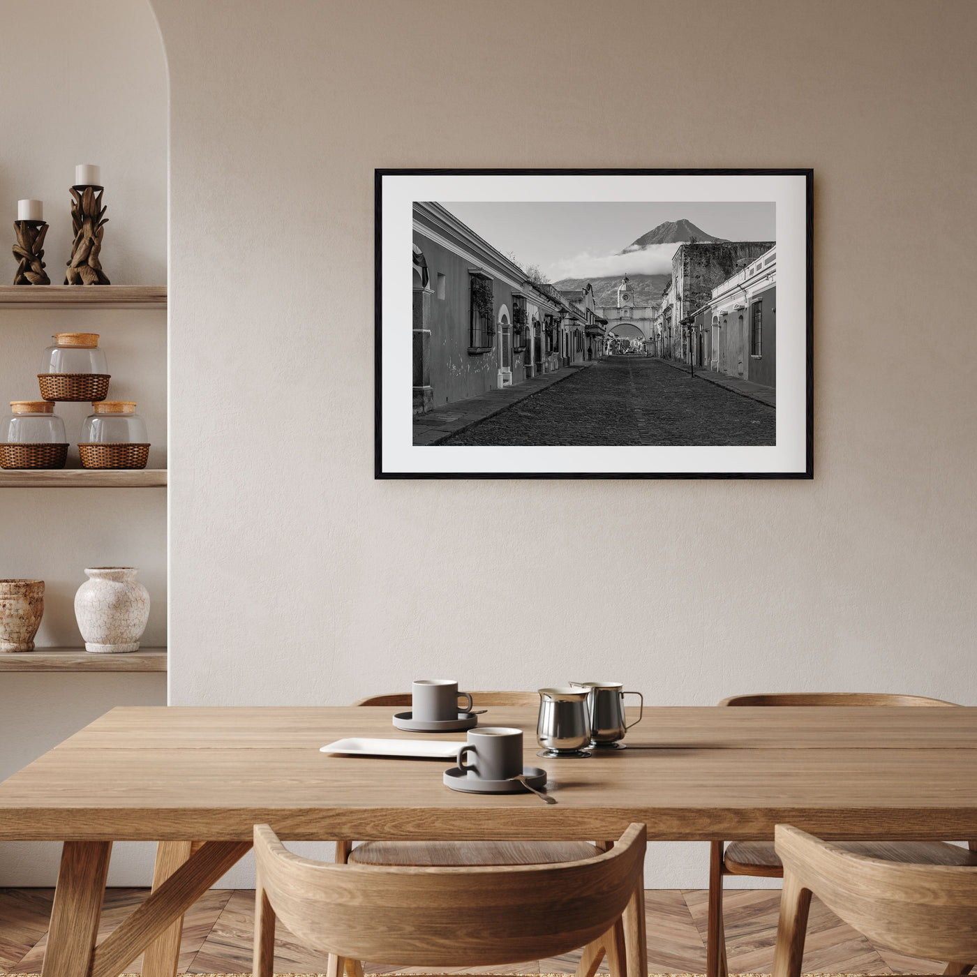 Antigua Guatemala Landscape B&W Poster