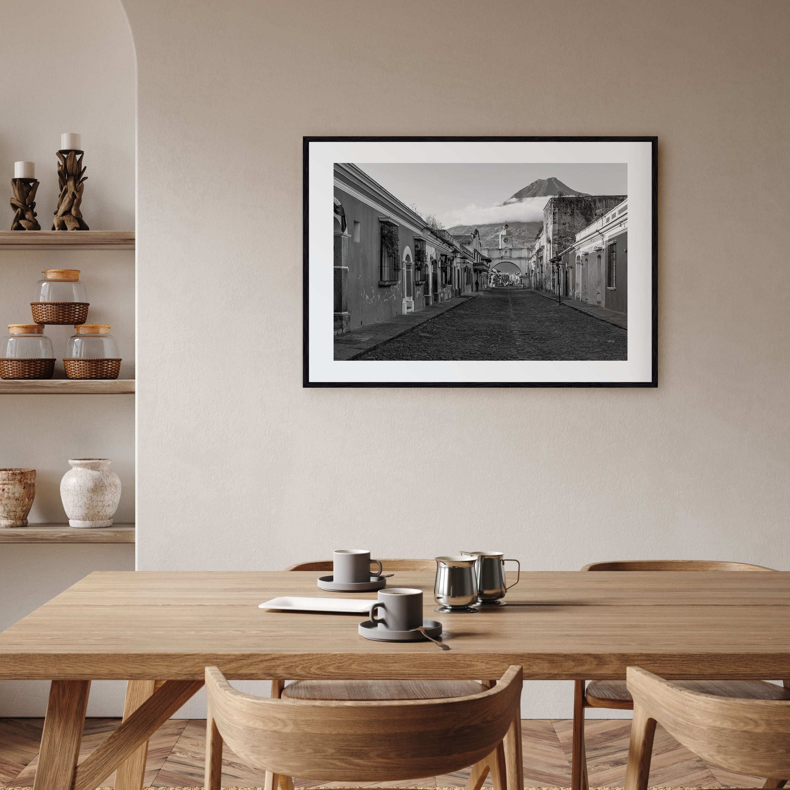 Antigua Guatemala Landscape B&W Poster