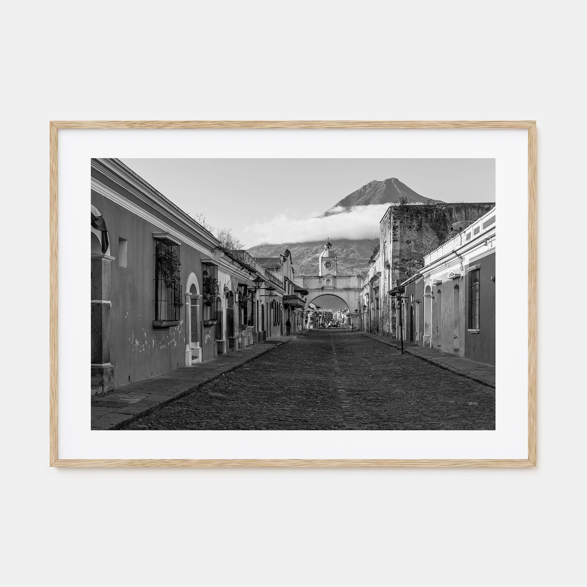 Antigua Guatemala Landscape B&W Poster
