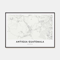 Antigua Guatemala Map Landscape Poster
