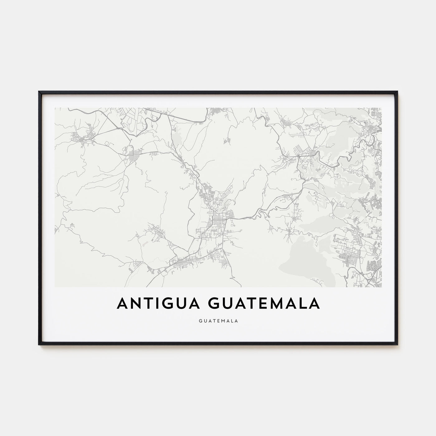 Antigua Guatemala Map Landscape Poster