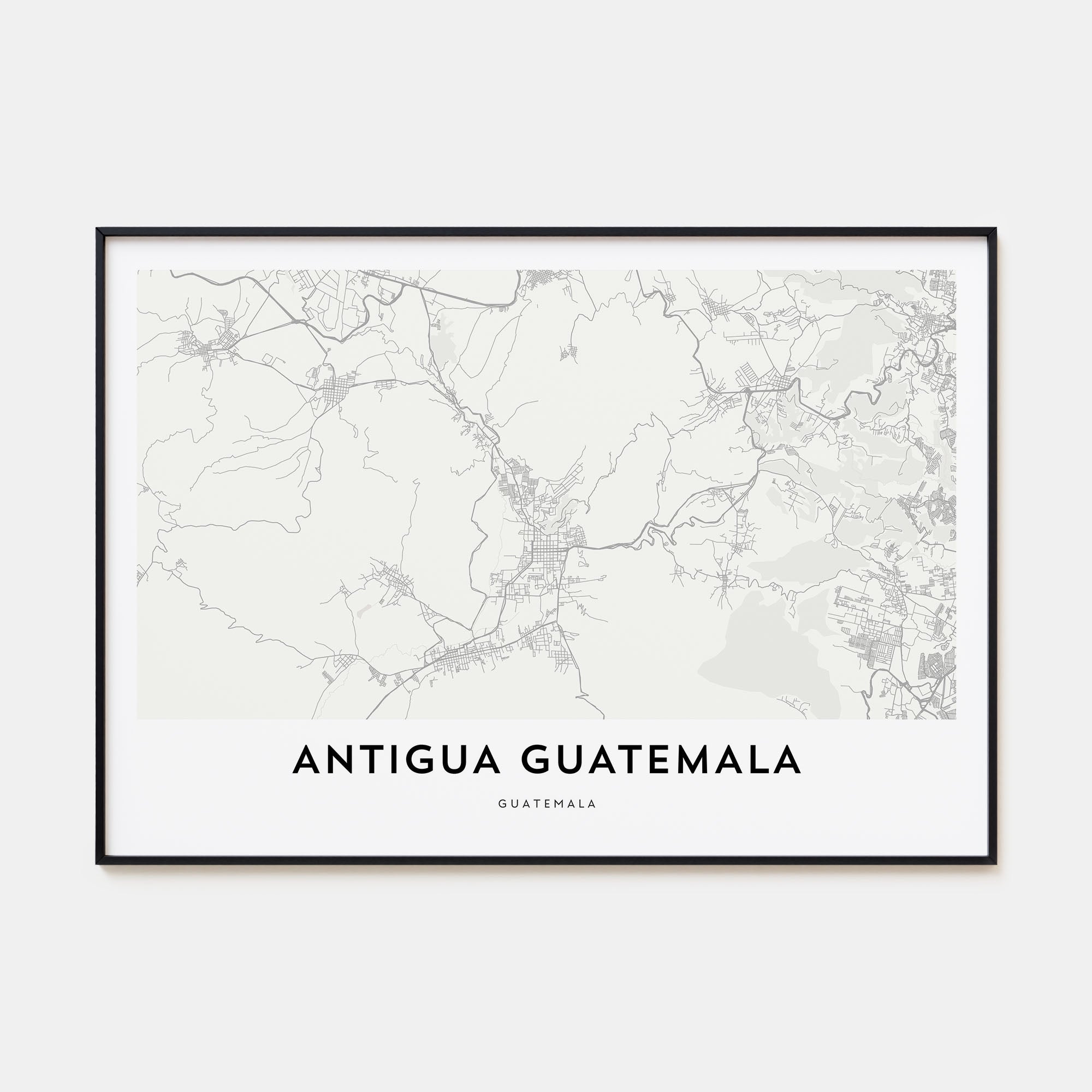 Antigua Guatemala Map Landscape Poster