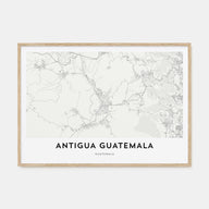 Antigua Guatemala Map Landscape Poster