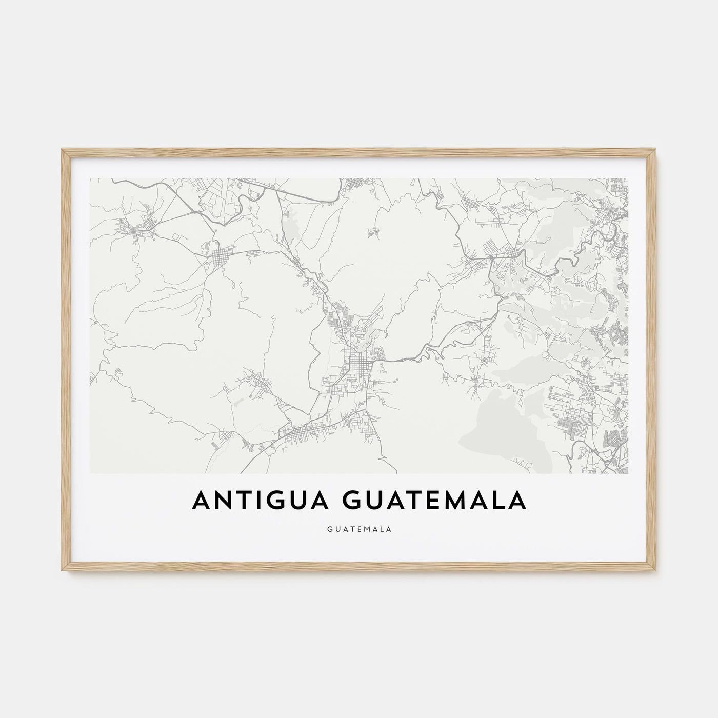 Antigua Guatemala Map Landscape Poster
