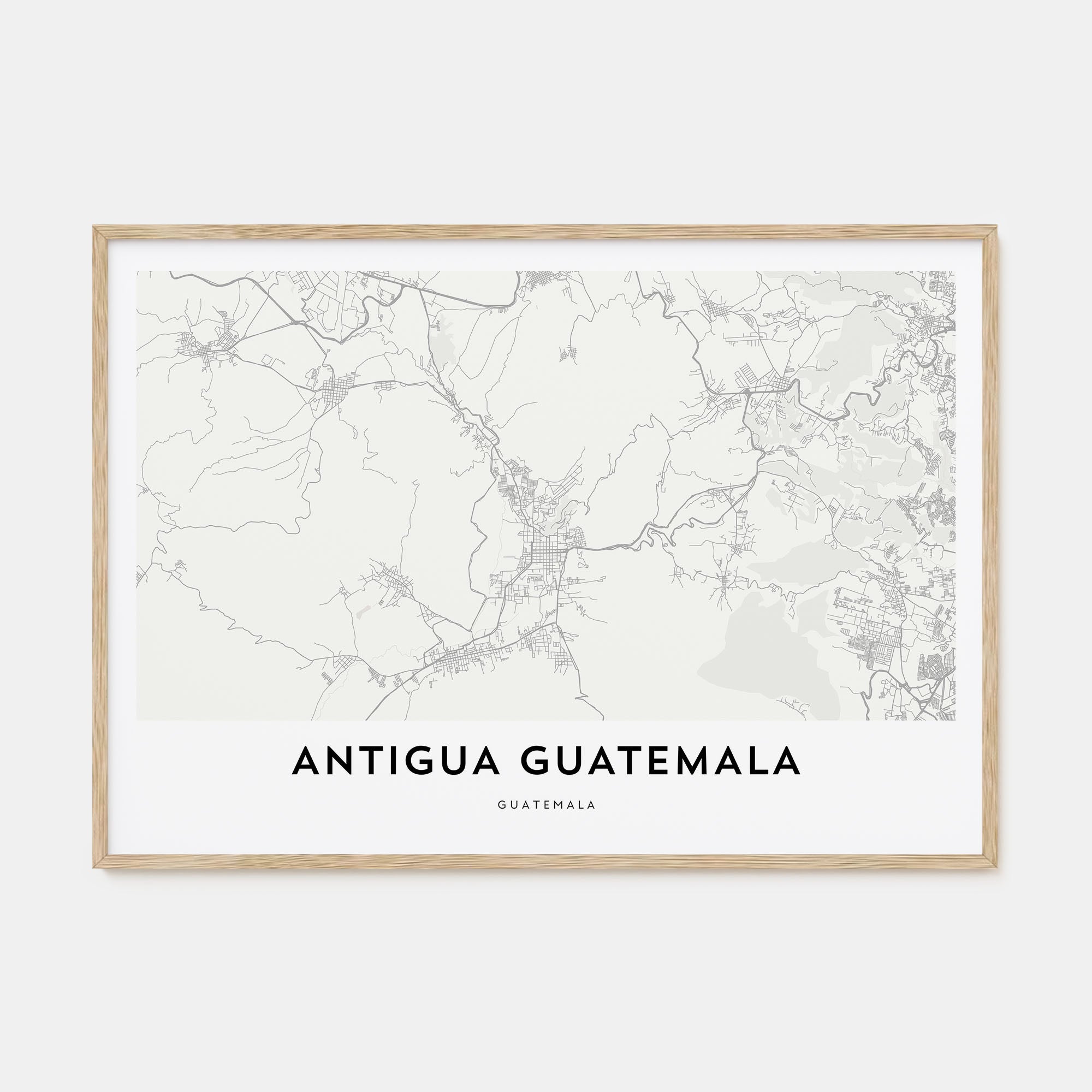 Antigua Guatemala Map Landscape Poster