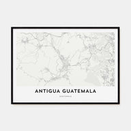 Antigua Guatemala Map Landscape Poster