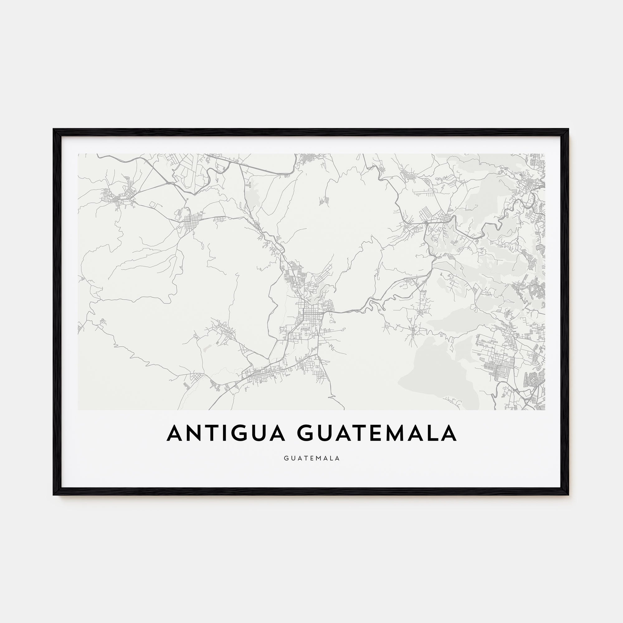 Antigua Guatemala Map Landscape Poster