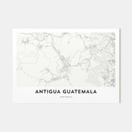 Antigua Guatemala Map Landscape Poster