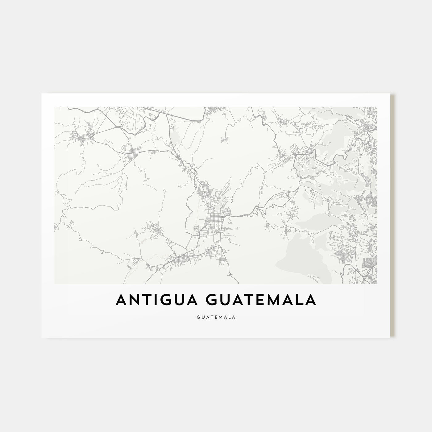 Antigua Guatemala Map Landscape Poster