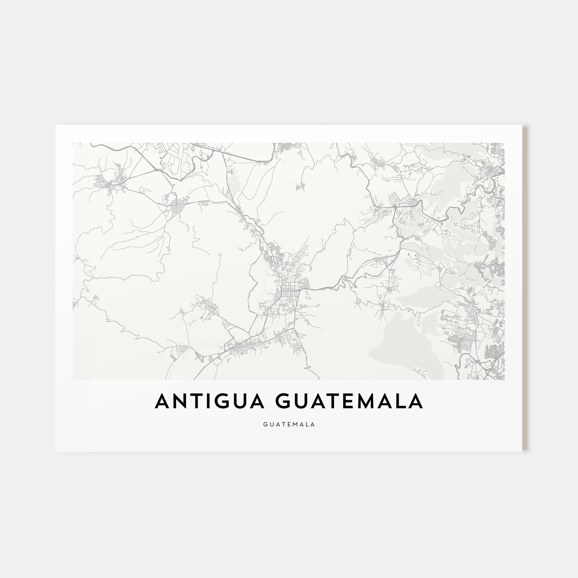 Antigua Guatemala Map Landscape Poster