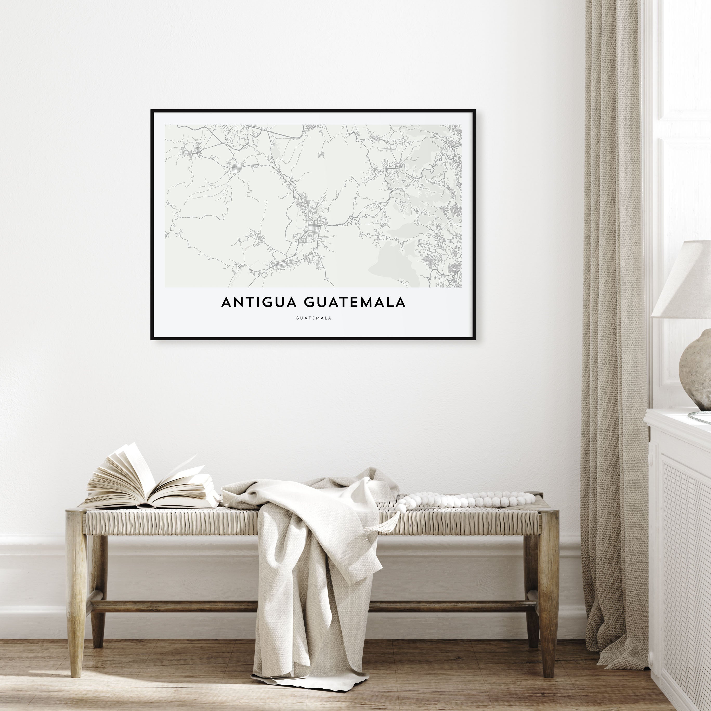 Antigua Guatemala Map Landscape Poster