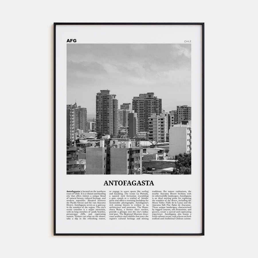 Antofagasta Travel B&W Poster