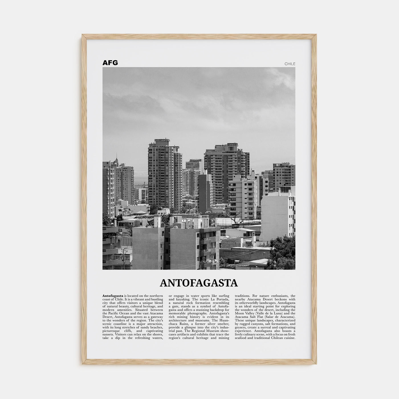 Antofagasta Travel B&W Poster