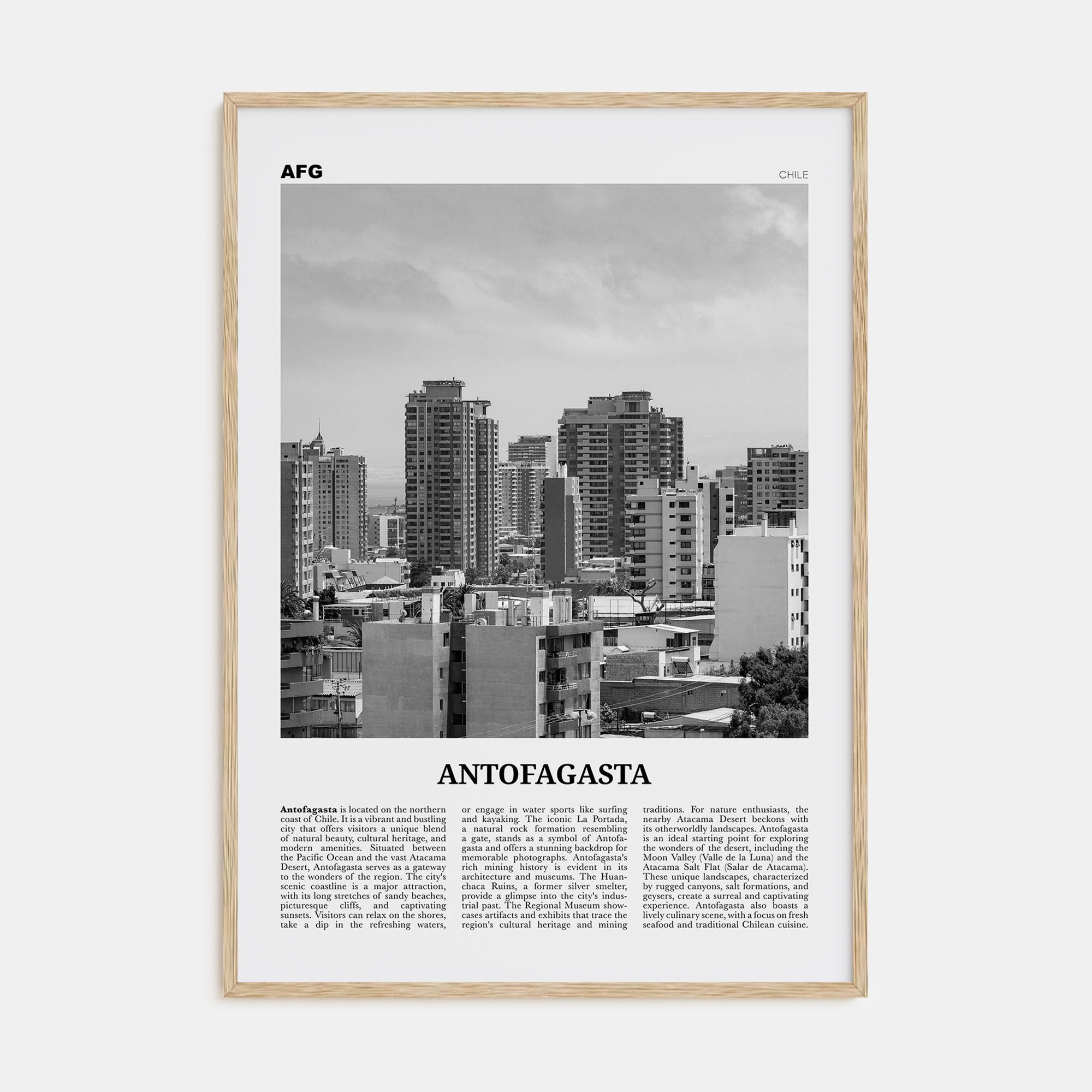 Antofagasta Travel B&W Poster