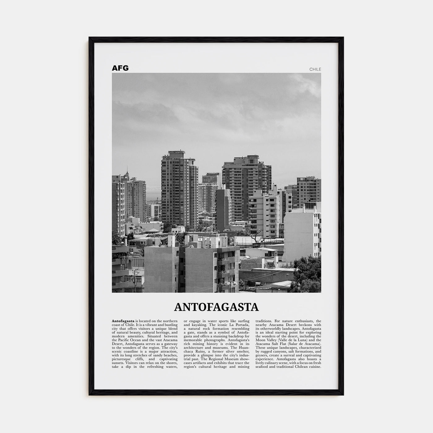 Antofagasta Travel B&W Poster