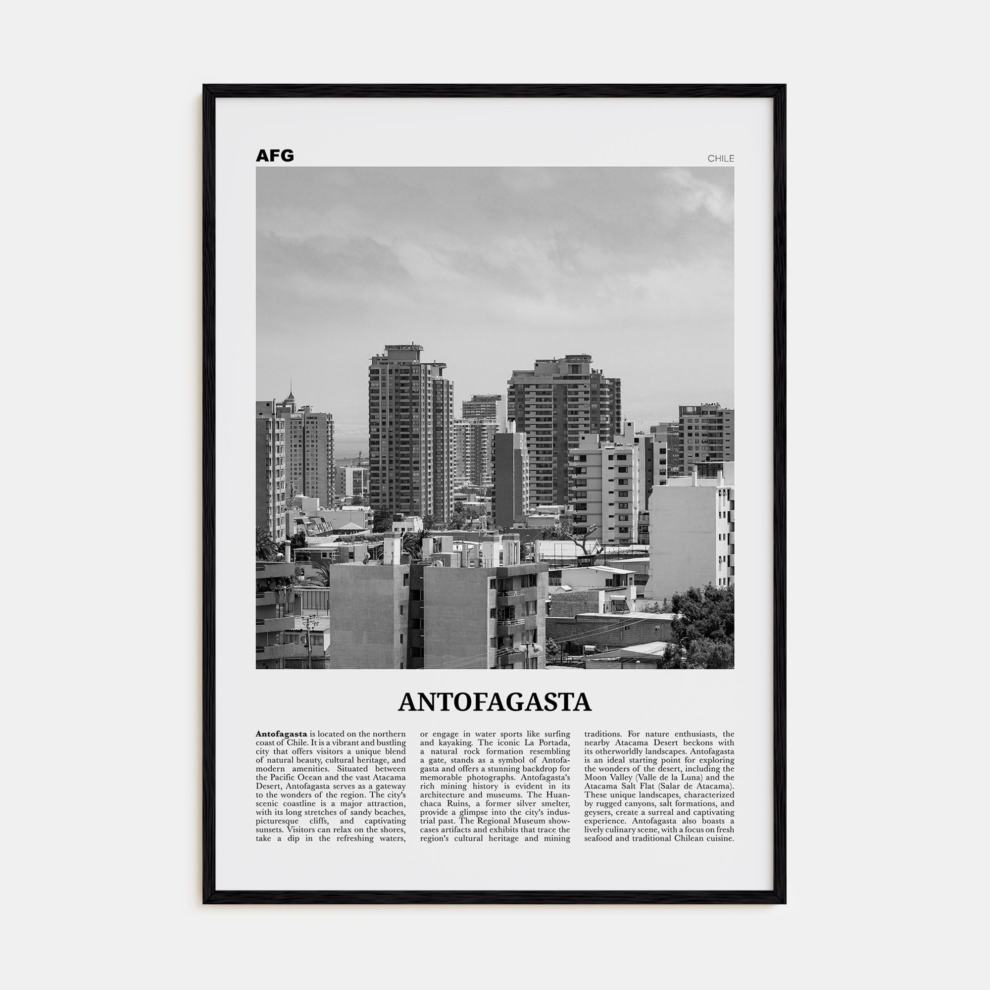 Antofagasta Travel B&W Poster