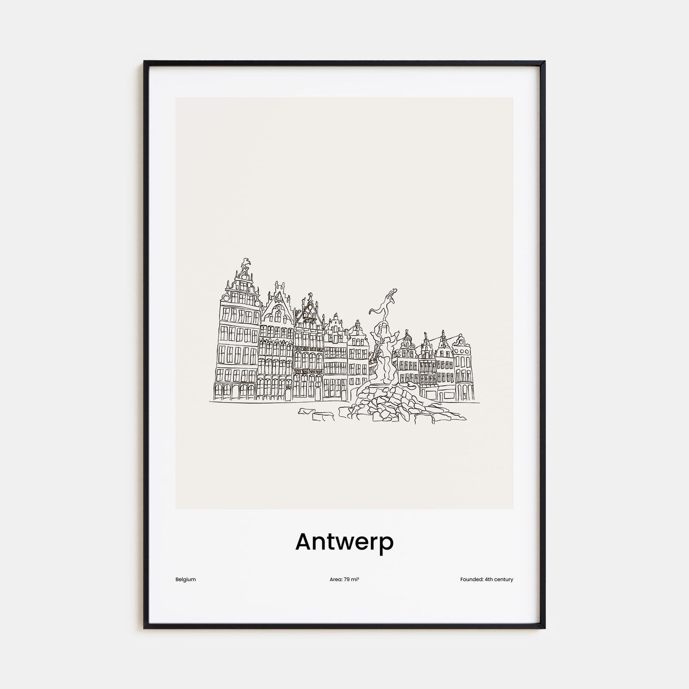 Antwerp Drawn Poster