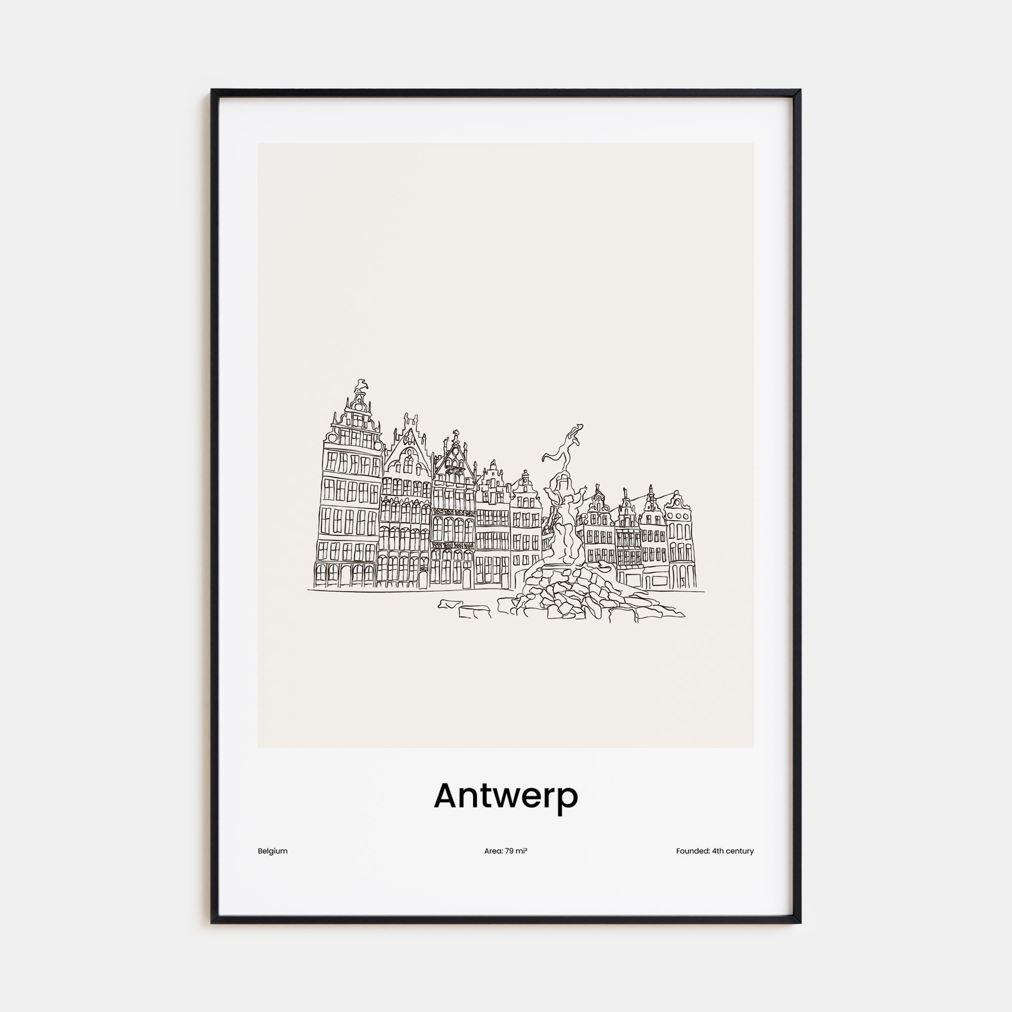 Antwerp Drawn Poster