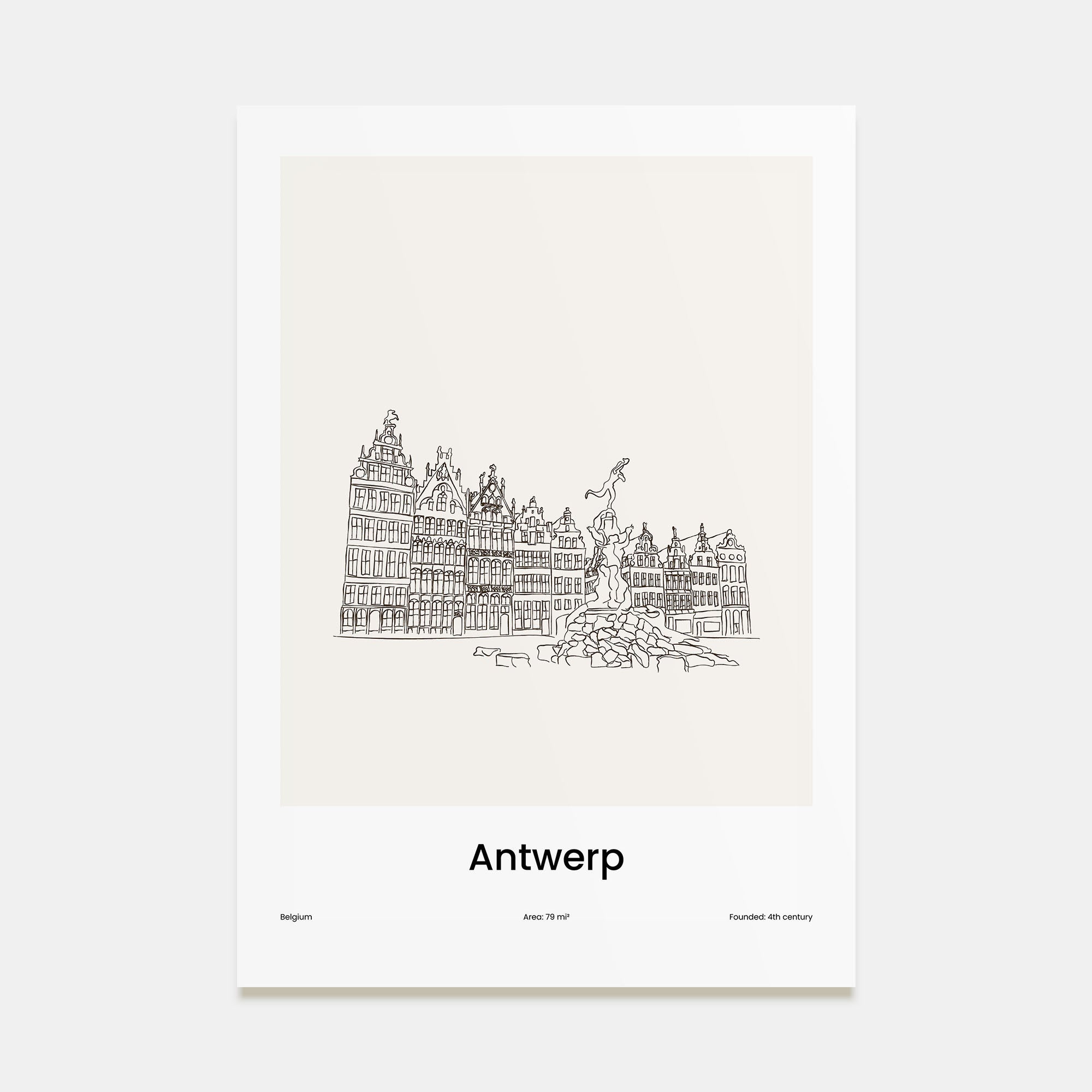 Antwerp Drawn Poster