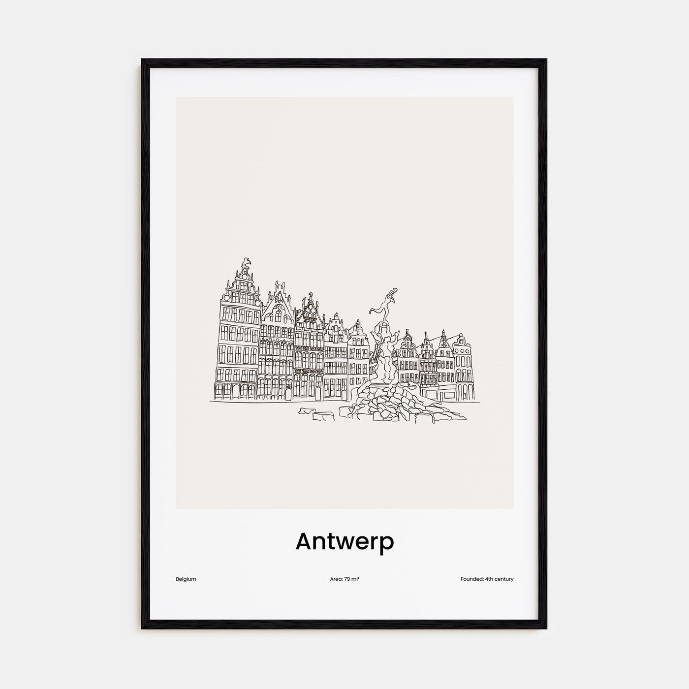 Antwerp Drawn Poster