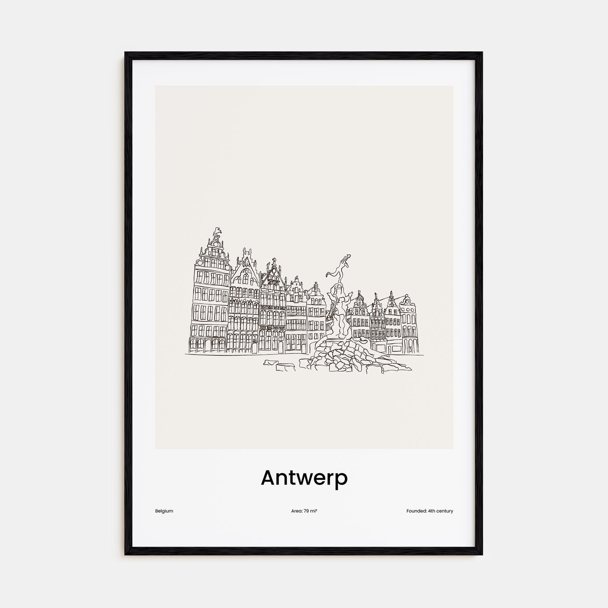 Antwerp Drawn Poster
