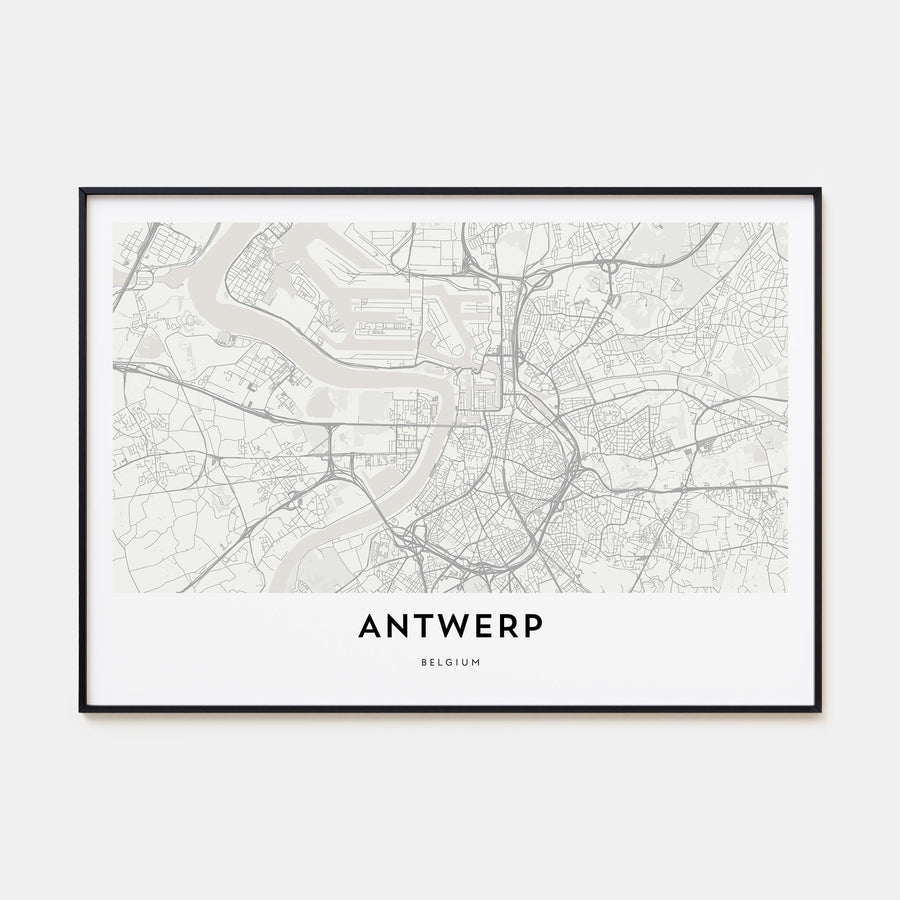Antwerp Map Landscape Poster