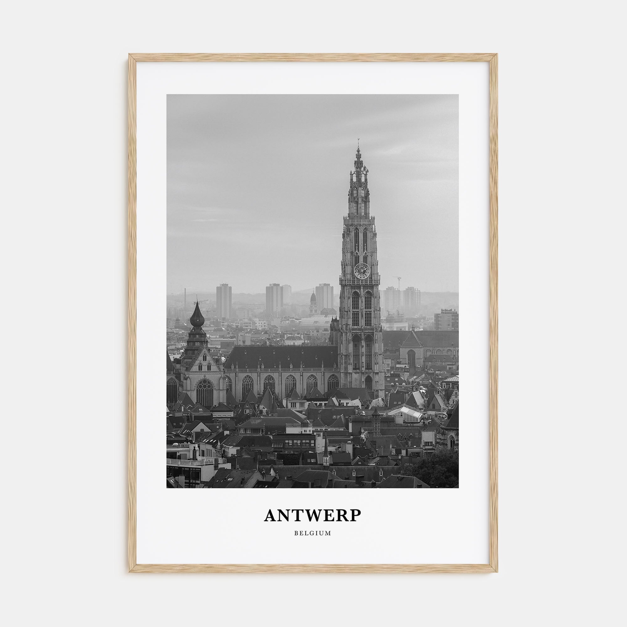 Antwerp Portrait B&W Poster