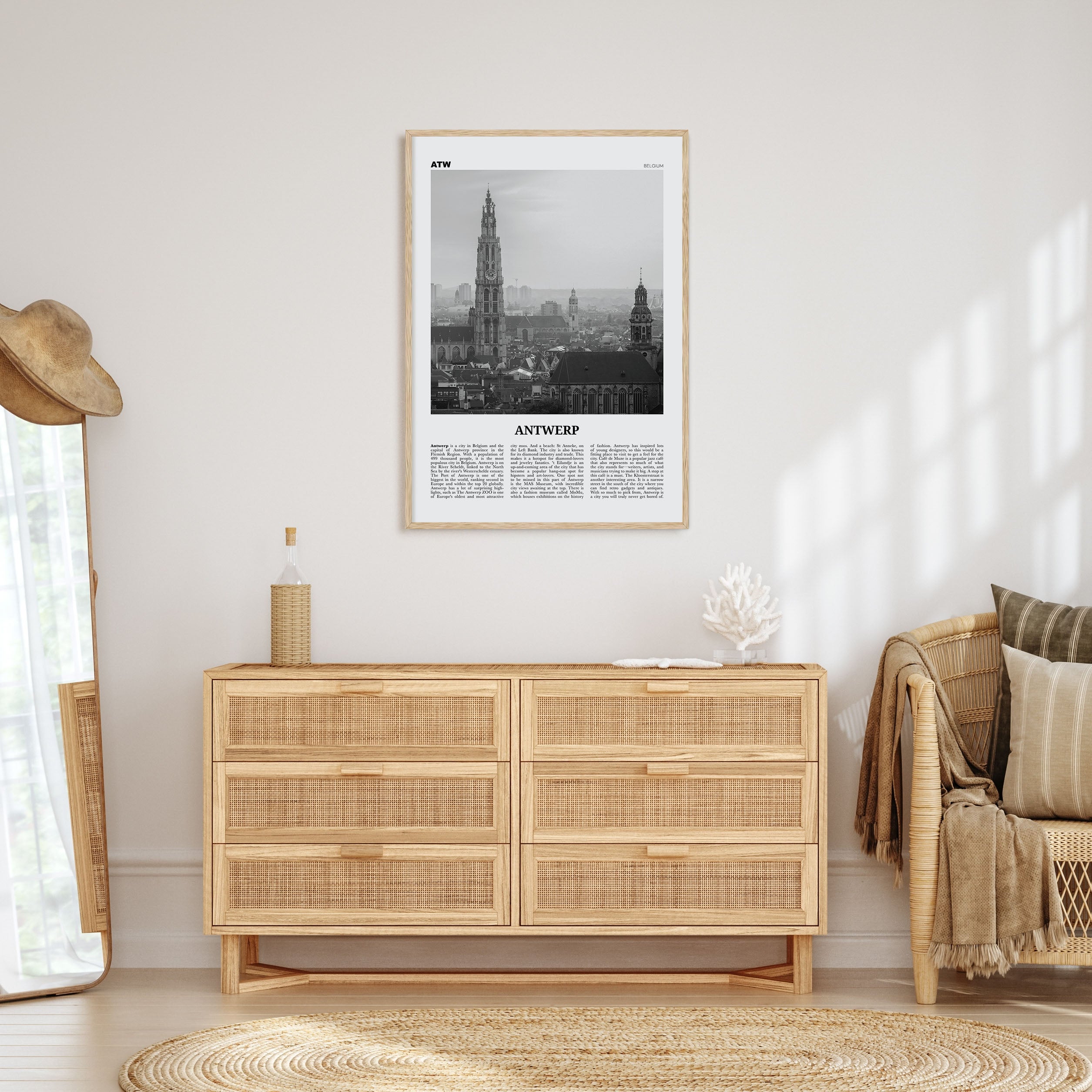 Antwerp Travel B&W Poster