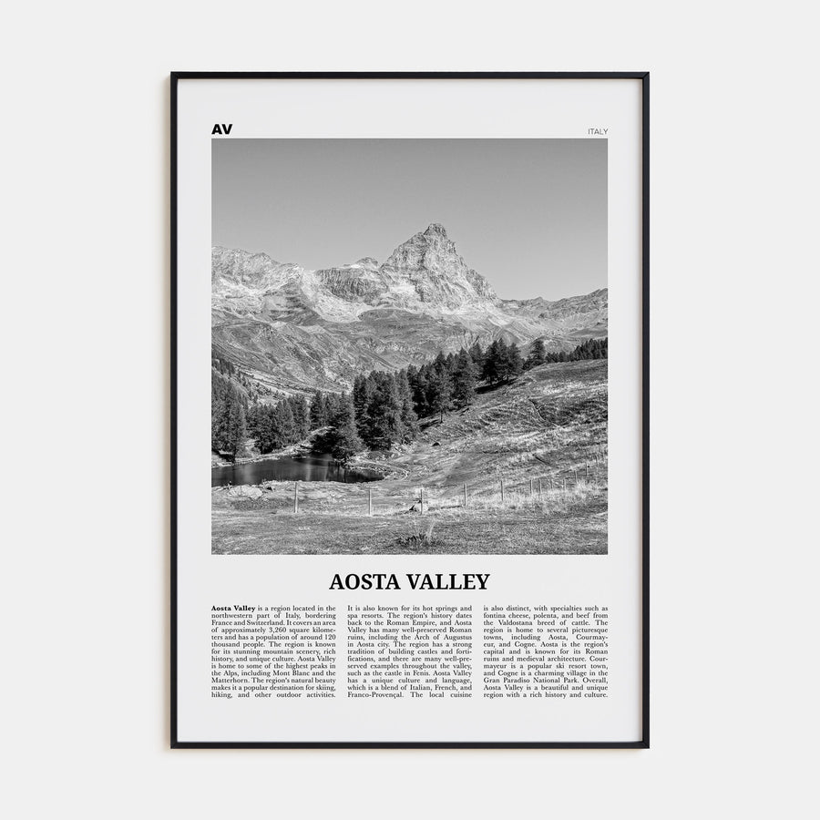 Aosta Valley Travel B&W Poster