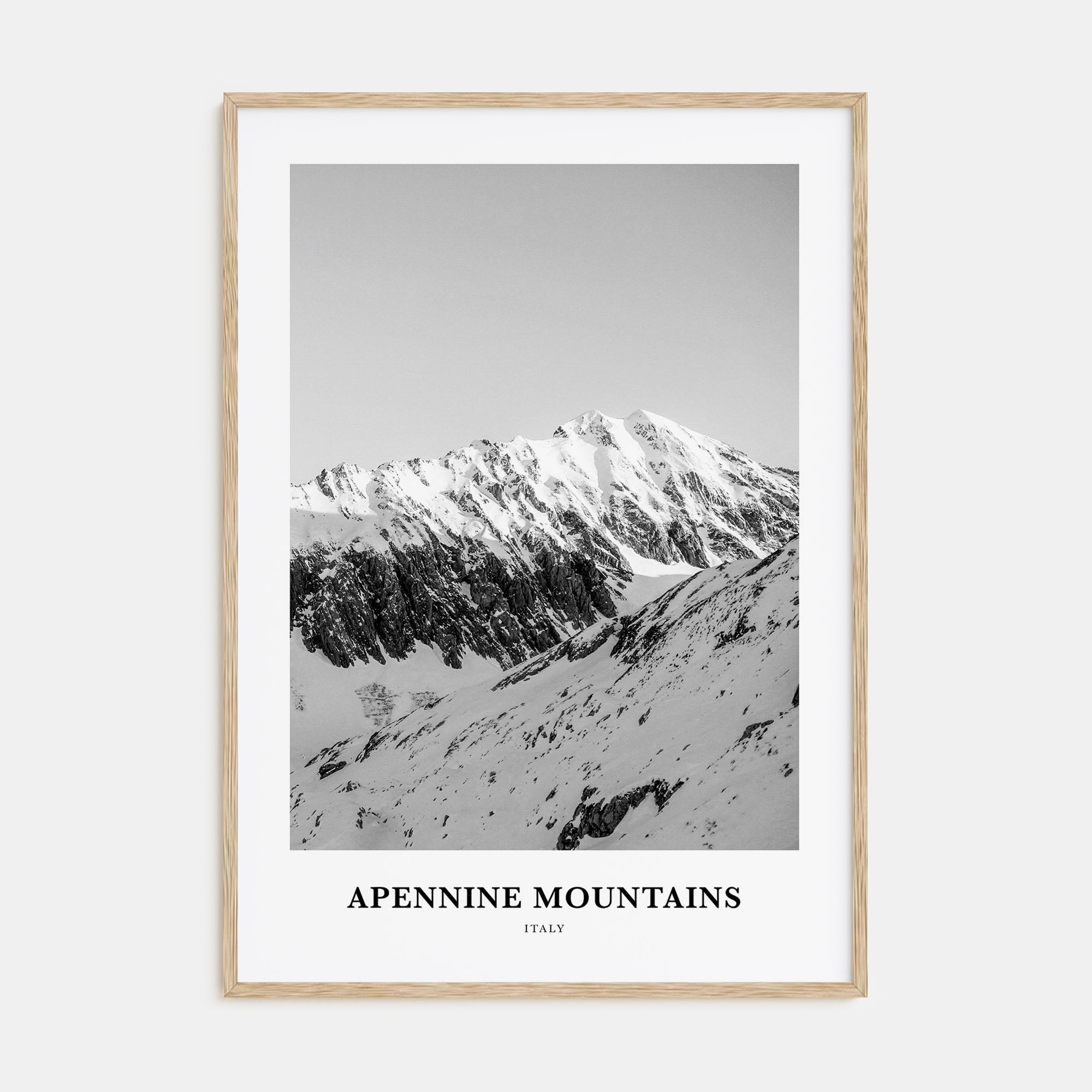 Apennine Mountains Portrait B&W Poster
