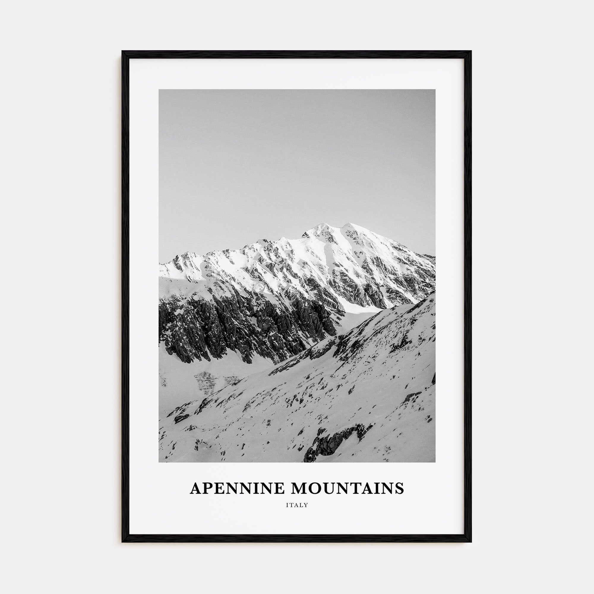 Apennine Mountains Portrait B&W Poster