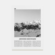 Apennine Mountains Travel B&W Poster