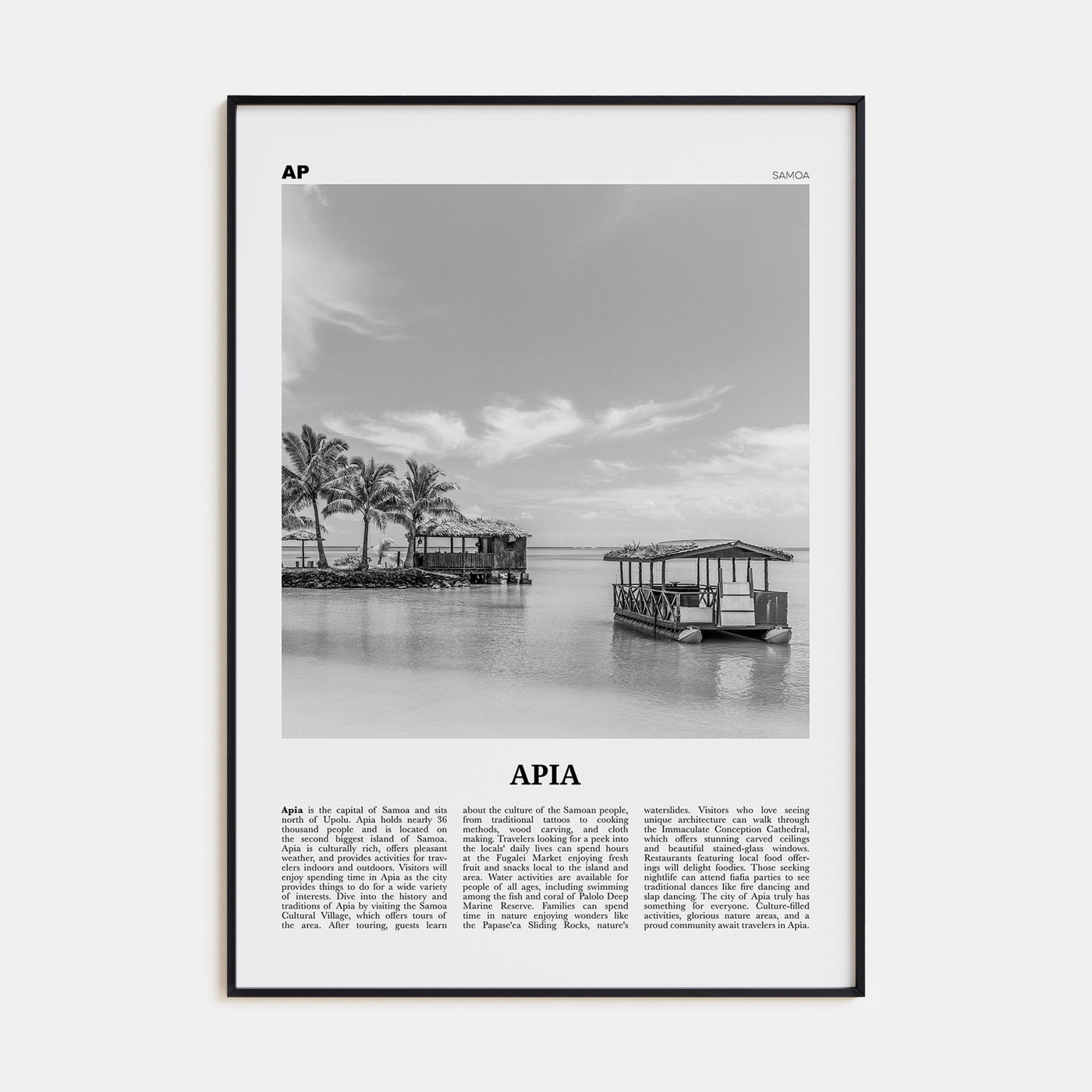 Apia Travel B&W Poster