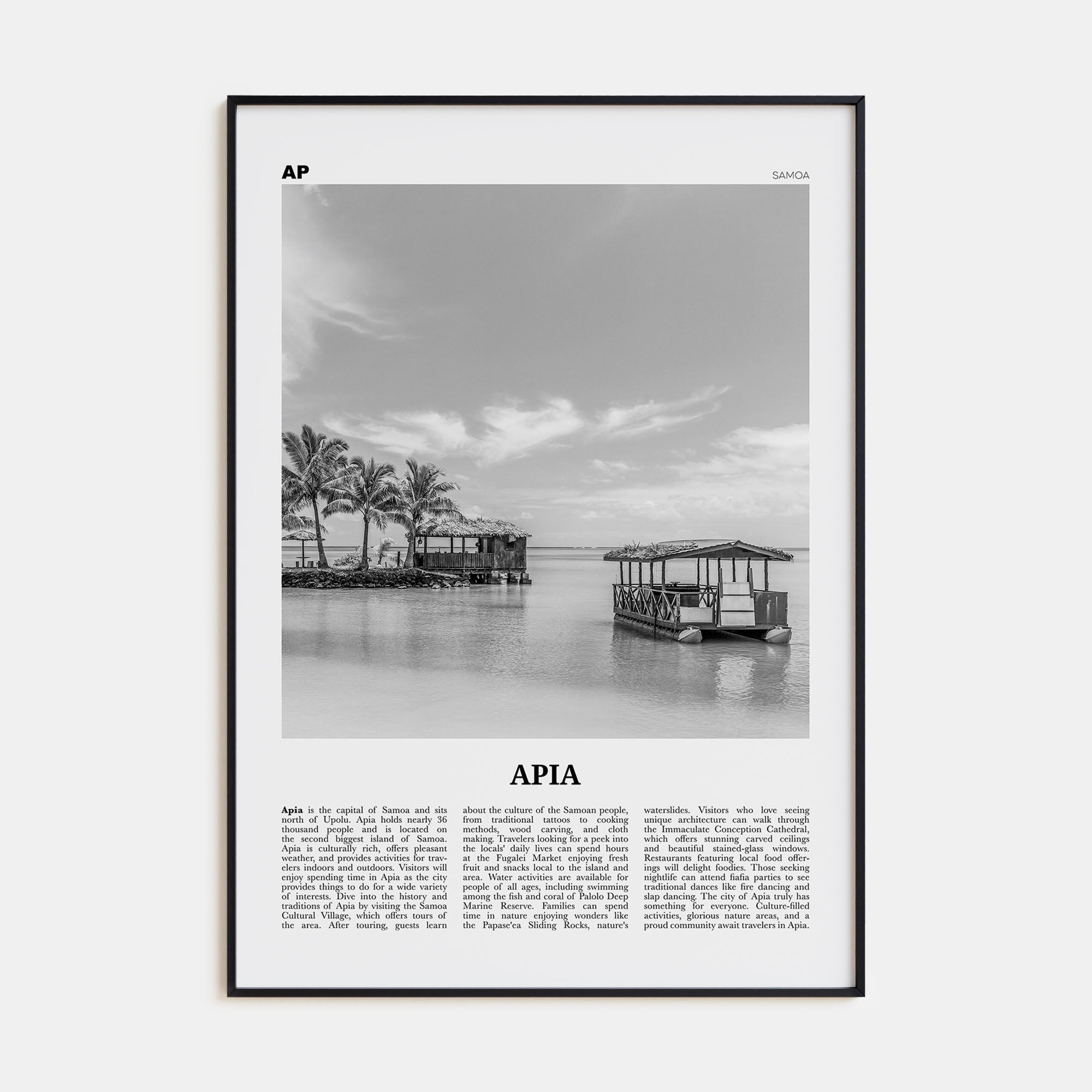 Apia Travel B&W Poster