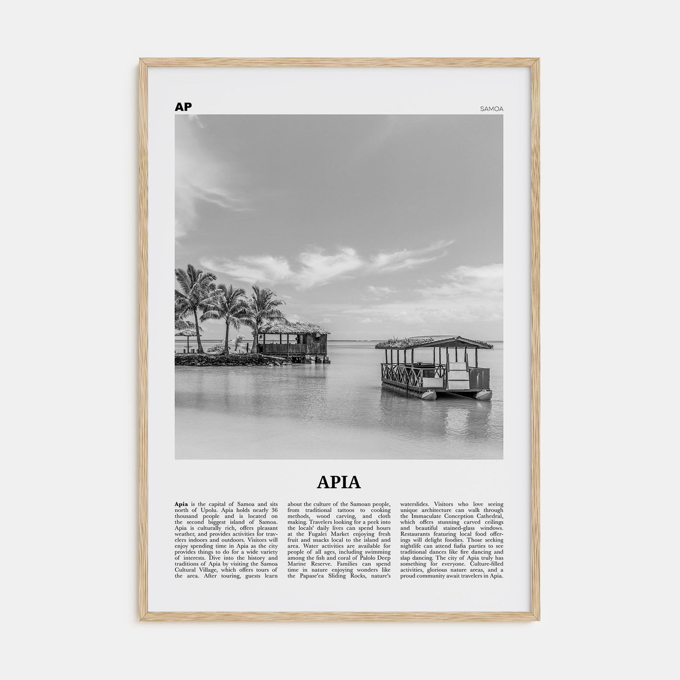Apia Travel B&W Poster