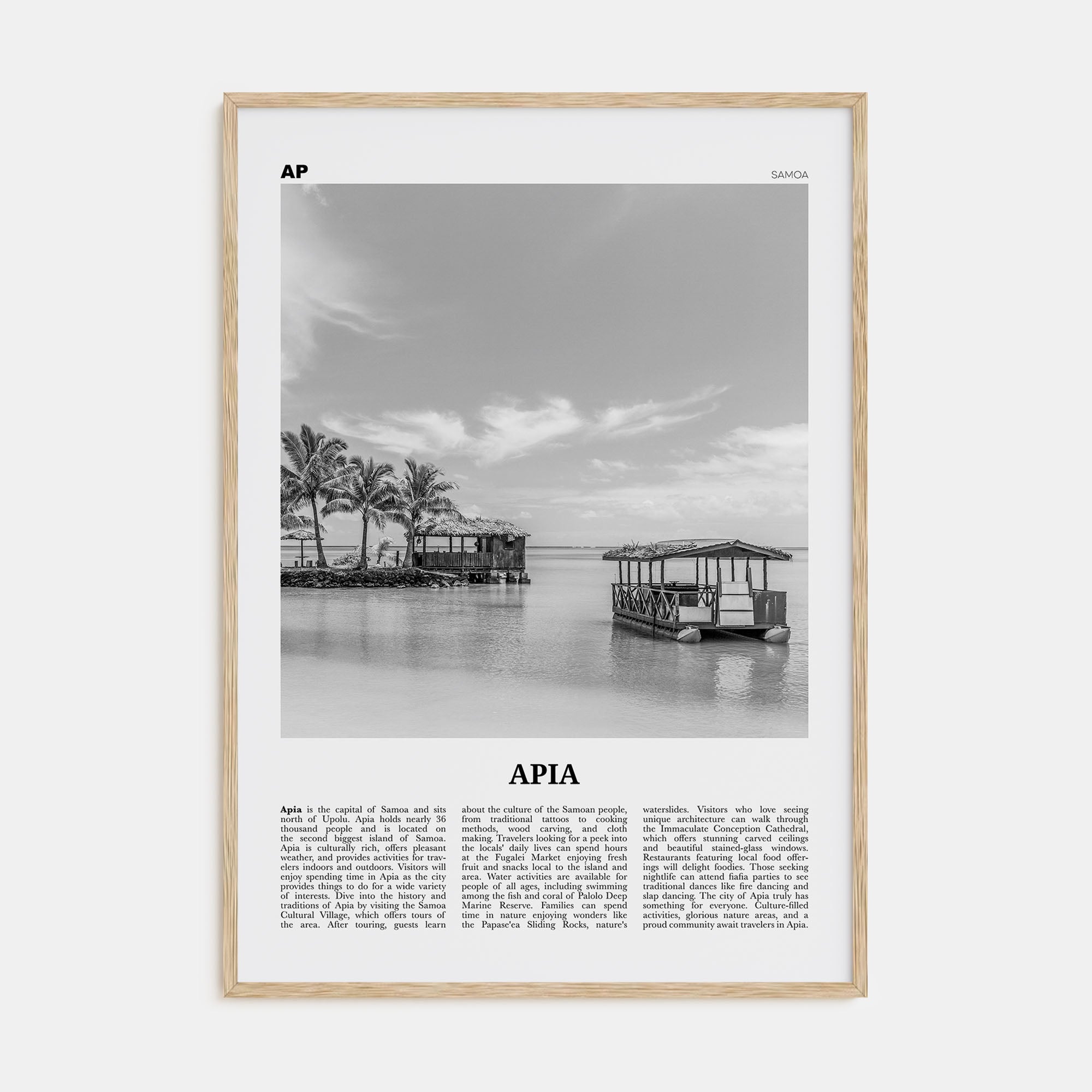 Apia Travel B&W Poster