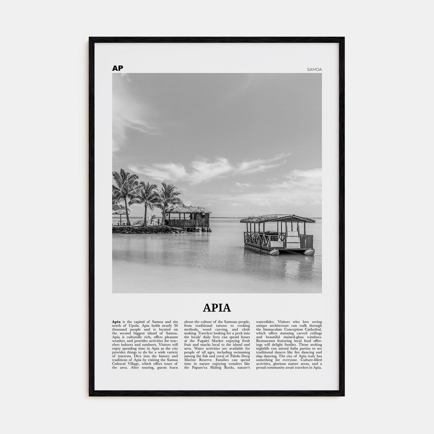 Apia Travel B&W Poster