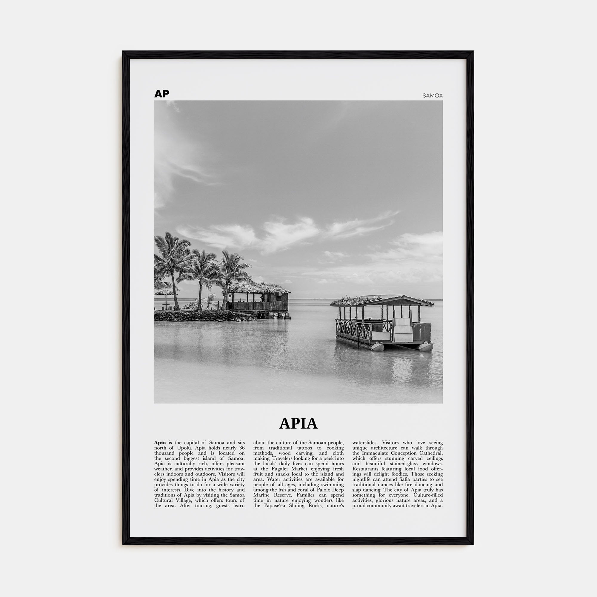 Apia Travel B&W Poster