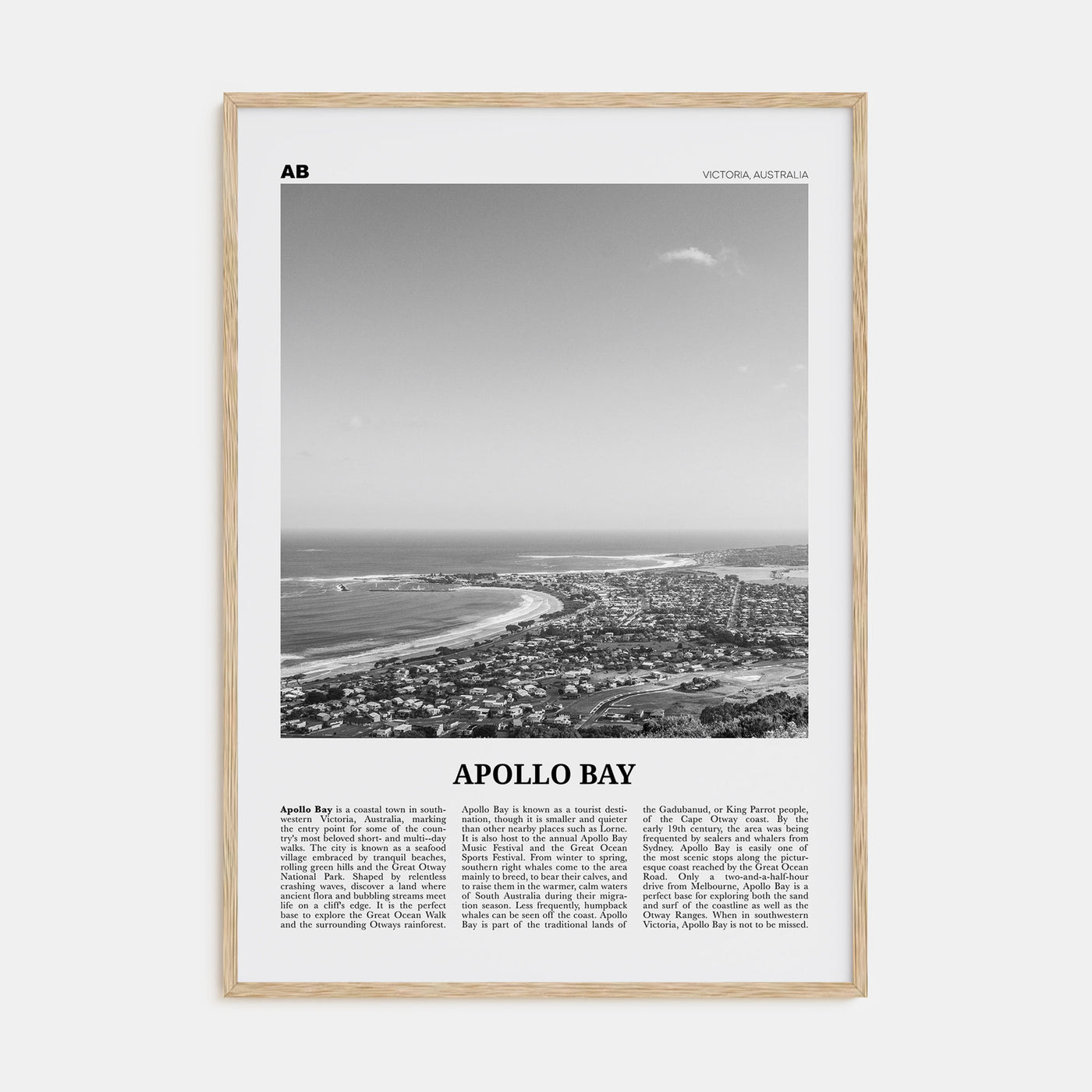 Apollo Bay Travel B&W Poster