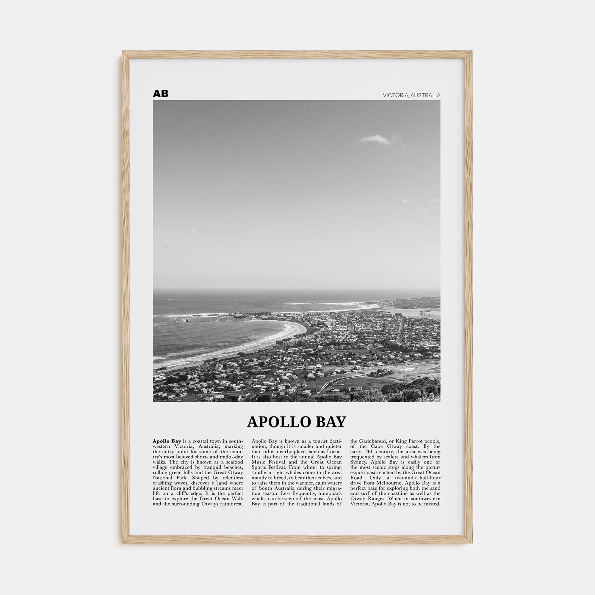 Apollo Bay Travel B&W Poster