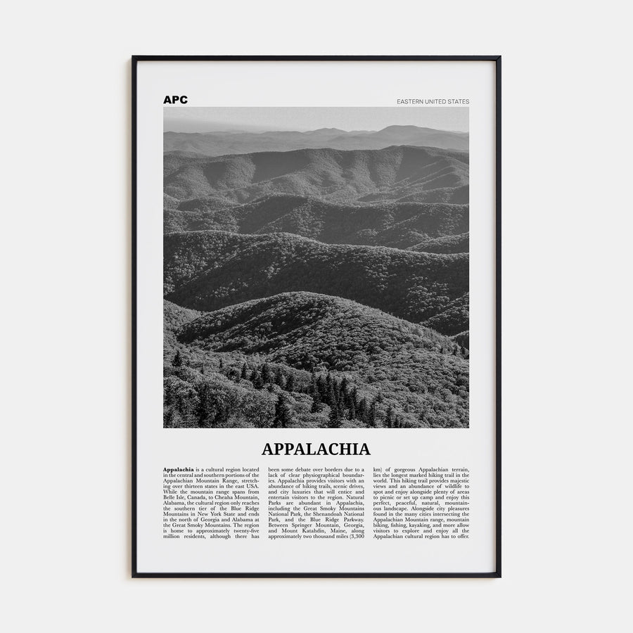 Appalachia Travel B&W Poster