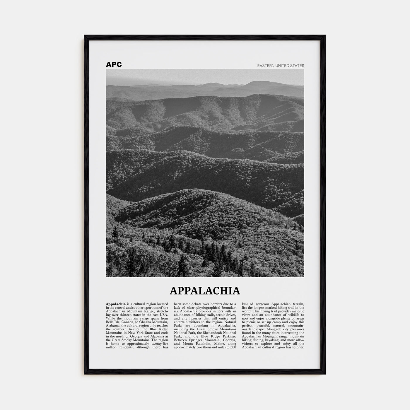 Appalachia Travel B&W Poster