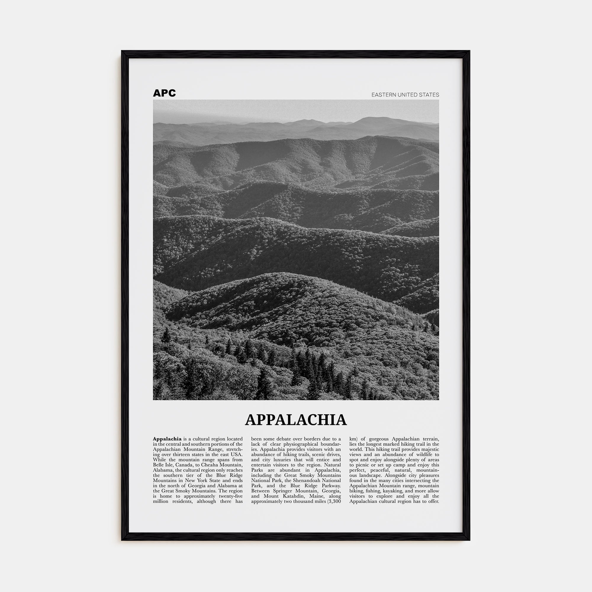 Appalachia Travel B&W Poster