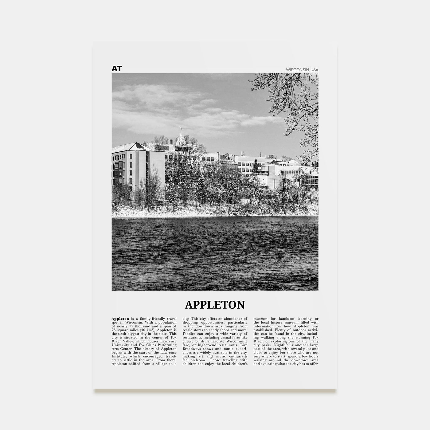 Appleton Travel B&W Poster