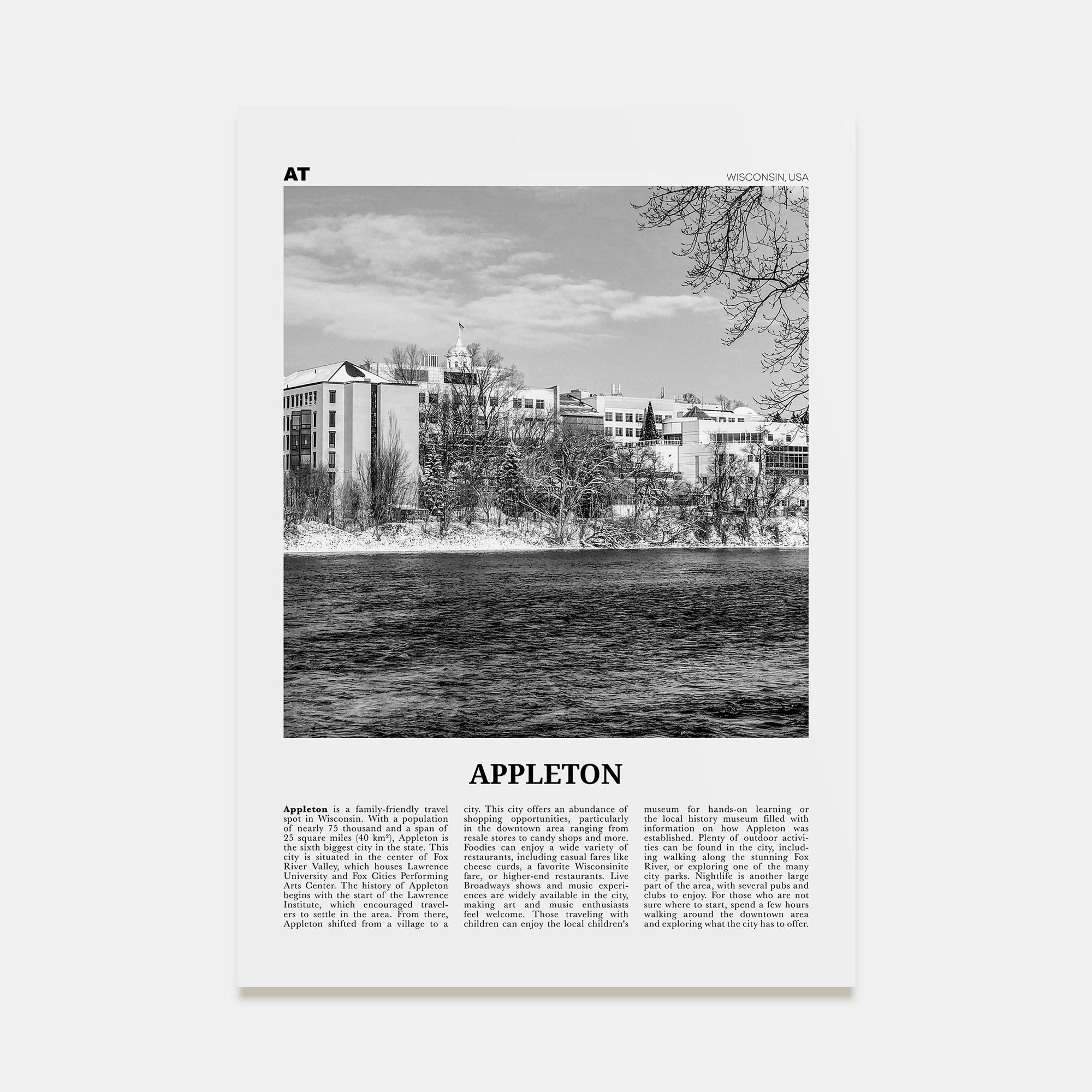 Appleton Travel B&W Poster