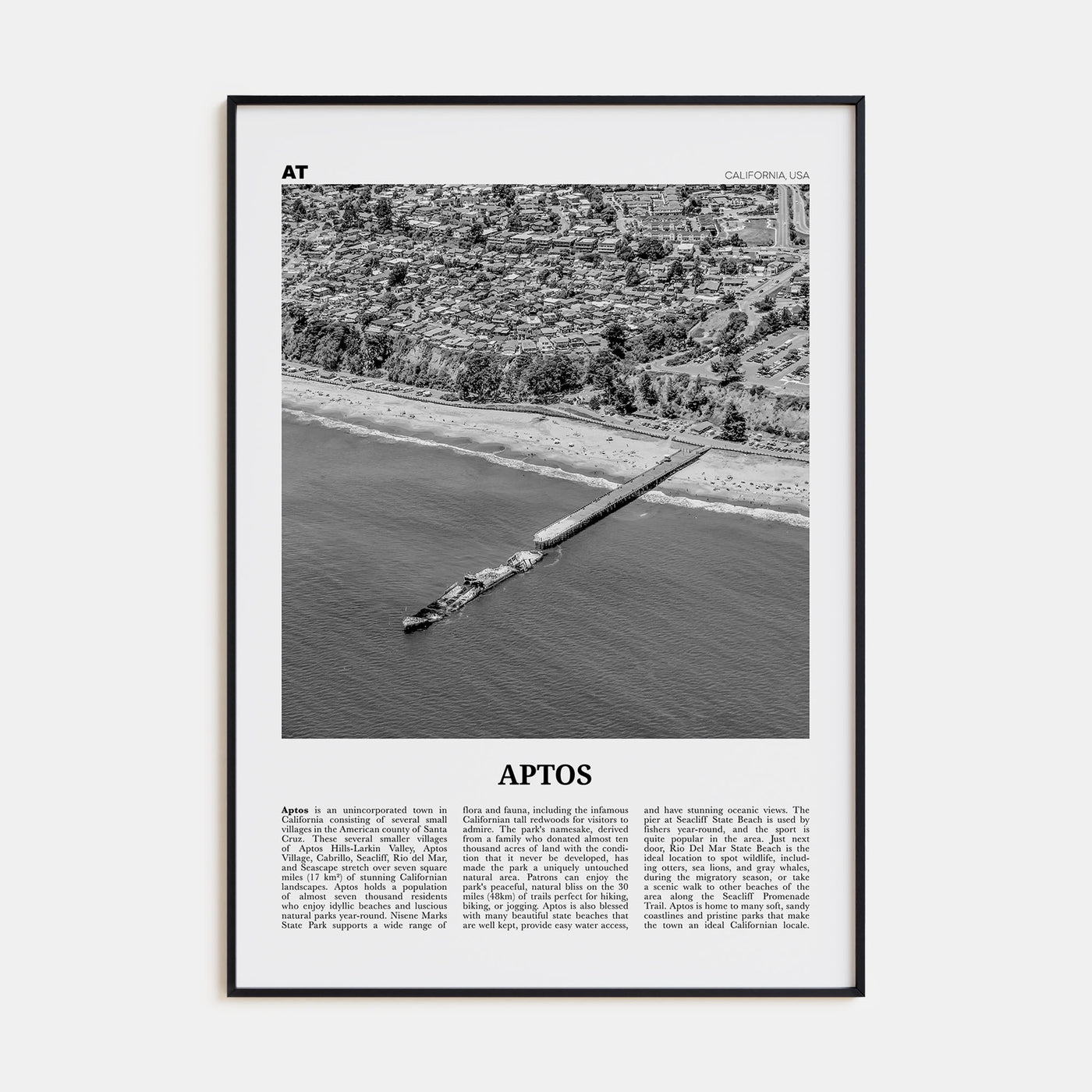 Aptos Travel B&W Poster